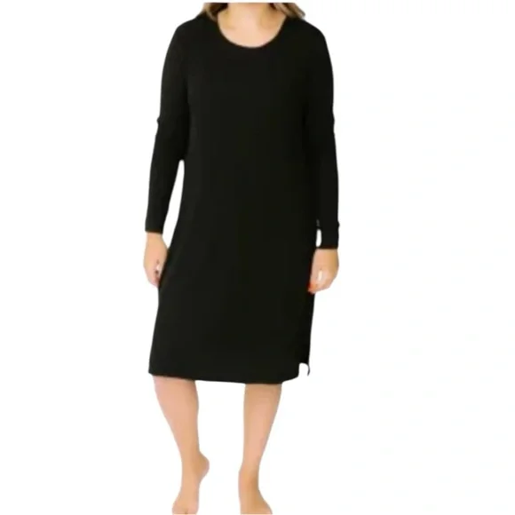 Smash + Tess Black Waffle Dream Long Sleeve Night Shirt Size Medium - Picture 2 of 13